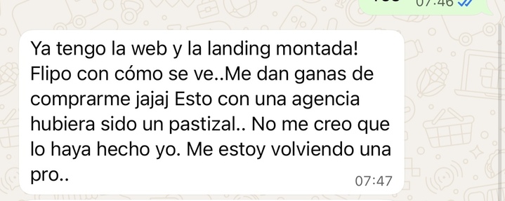 Ya tengo la web y la landing montada! Esto con una agencia hubiera sido un pastizal.